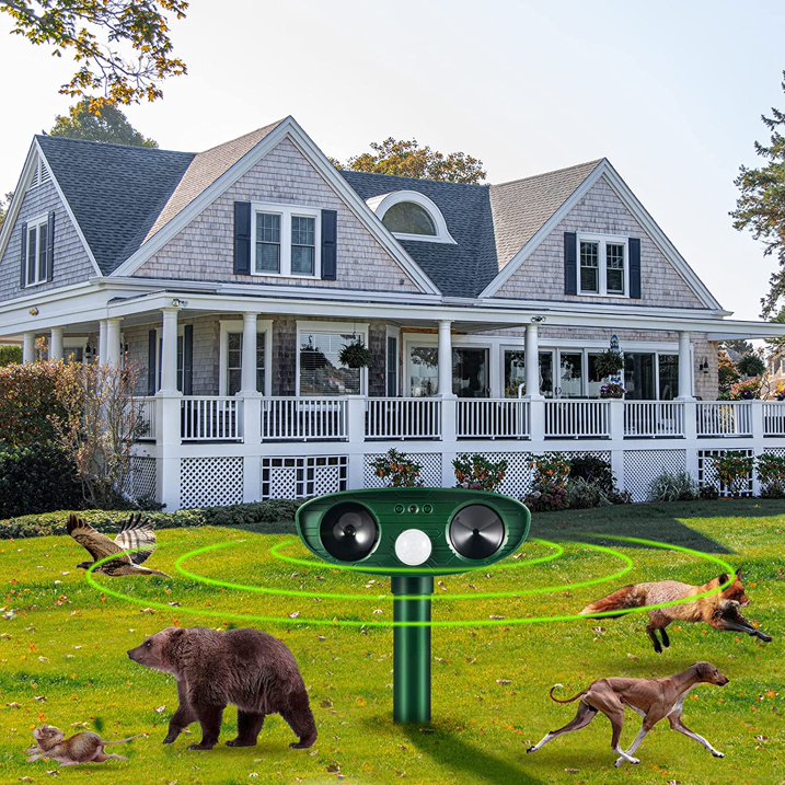 4 Pack Ultrasonic Animal Repellent Outdoor Solar Animal Repeller Deterrent Waterproof,Motion Sensor Deterrent Repel Cat Dog Deer Raccoon Fox Skunk Rabbit Squirrel for Garden Yard