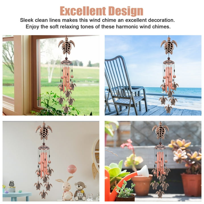 Sea Turtle Wind Chimes,Decorative Wind Chimes for Outdoor,with S Hook for Patio Garden Decor