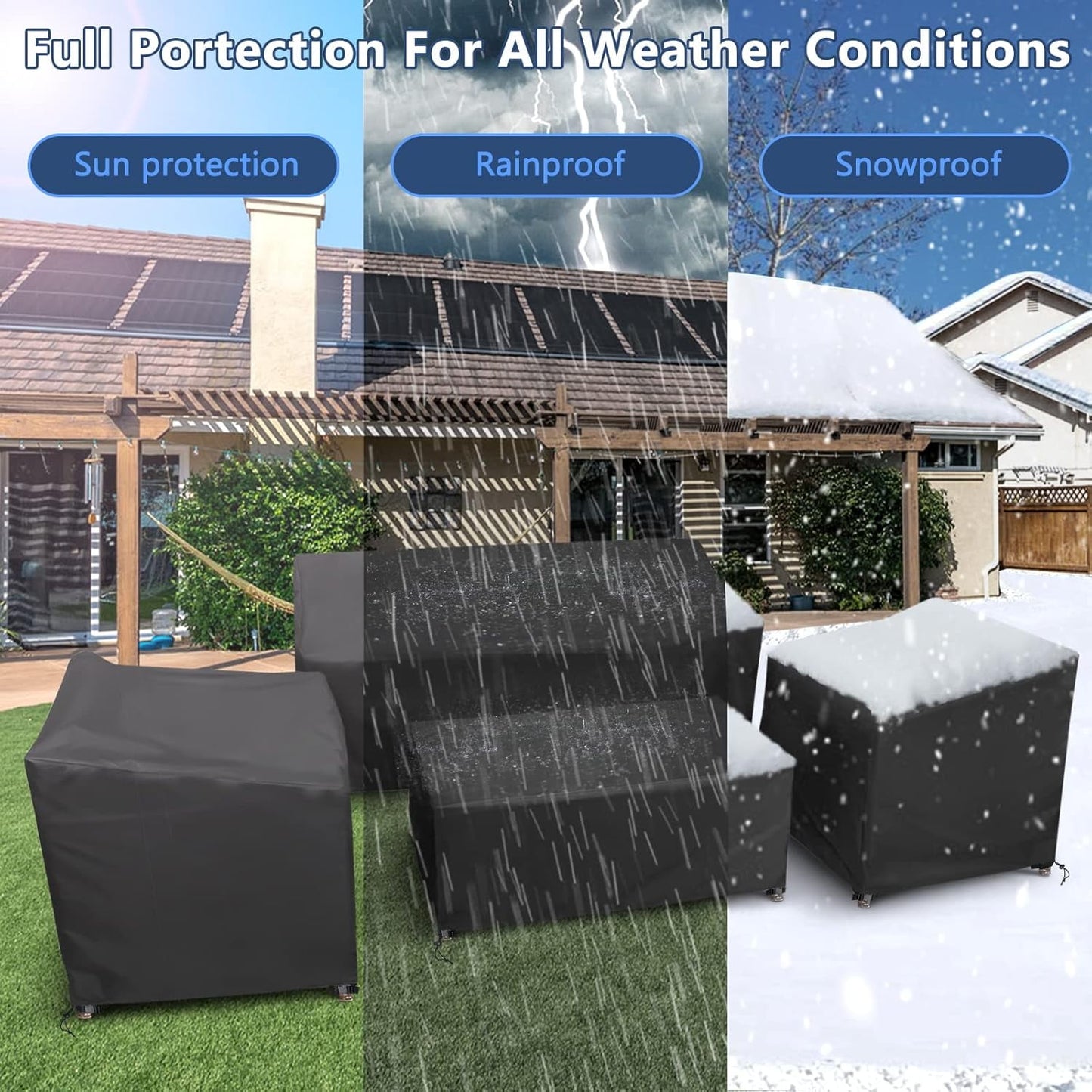 Paddsun Outdoor Furniture Cover, Waterproof 4 Piece Patio Furniture Set Cover Windproof for Outside Couch Lawn Chairs Coffee Table