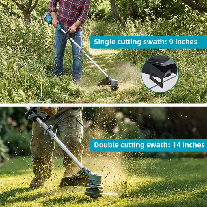 String Trimmer, 21V 14" Brushless Cordless String Trimmer Electric Weed Wacker Edger Grass Trimmer Lawn Tool