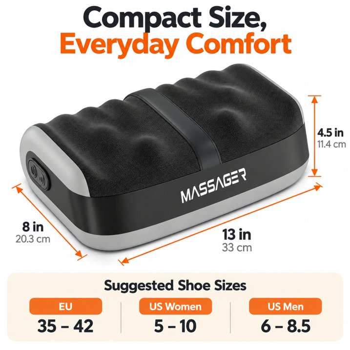 Electric Foot Massager with Heat, Deep Kneading Shiatsu Massage Machine, 3 Speeds Ergonomic Foot Rest for Home Office, Black