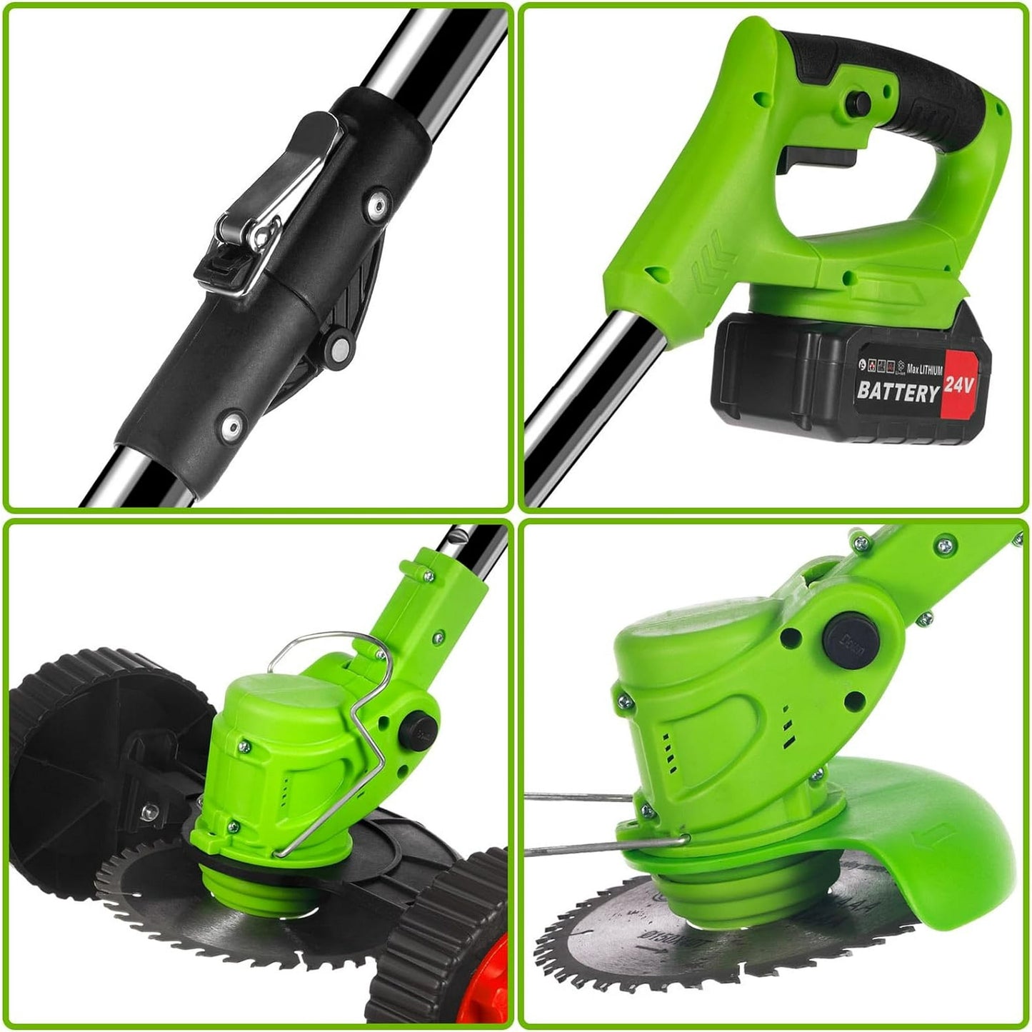 Foldable Brush Cutter Cordless Weed Wacker Electric Weed Eater with 2 Large Capacity Batteries &13 Blade for Lawn Garden Yard