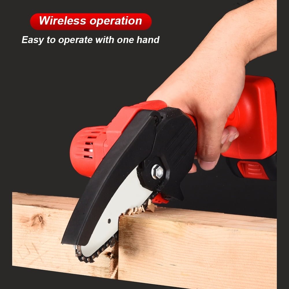 6" & 4" Electric Mini Chainsaw, 21V Handheld Cordless Wood Cutter, 550W Power Pruning Saw with 2 Batteries & 2 Chains