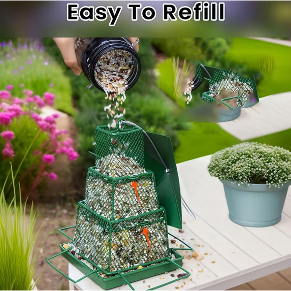 Outdoor Bird Feeder, Heavy-Duty Squirrel Proof, Metal Mesh Design For Cardinals & Wild Birds For Garden & Yard Decor