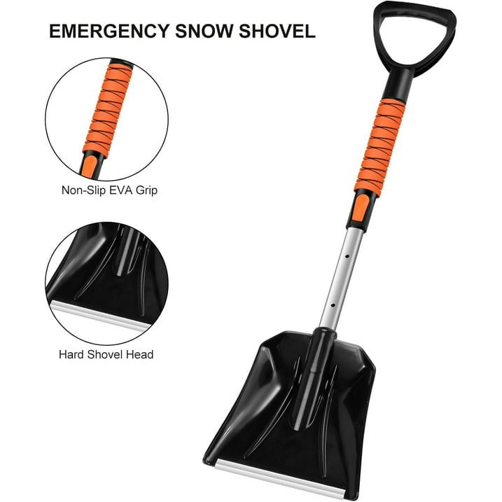 35" Extendable Snow Brush & Ice Scraper for Car Truck SUV, 180° Pivoting Head Snow Broom with Foam Grip, Heavy Duty Auto Winter Removal Tool