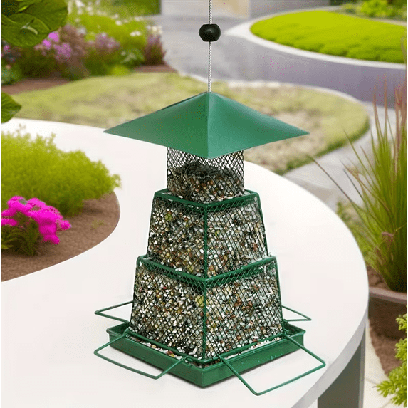 Outdoor Bird Feeder, Heavy-Duty Squirrel Proof, Metal Mesh Design For Cardinals & Wild Birds For Garden & Yard Decor