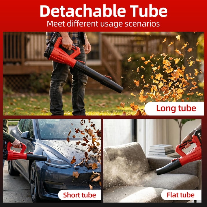Cordless Leaf Blower, 21V Lightweight Electric Handheld Leaf Blower with 2 Batteries (3000mAh) & Charger, Portable Battery Powered Blower for Lawn Care, Yard Cleaning, Dust & Light Snow Blowi