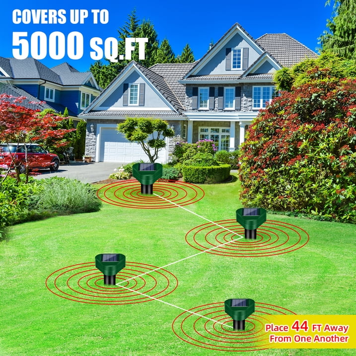 Mole Traps Solar Powered,4 Pack Waterproof Ultrasonic Gopher Traps Snake Traps for Yard Lawn Garden Groundhog Vole Chipmunk Armadillo Squirrel Rodent Deterrent Stakes
