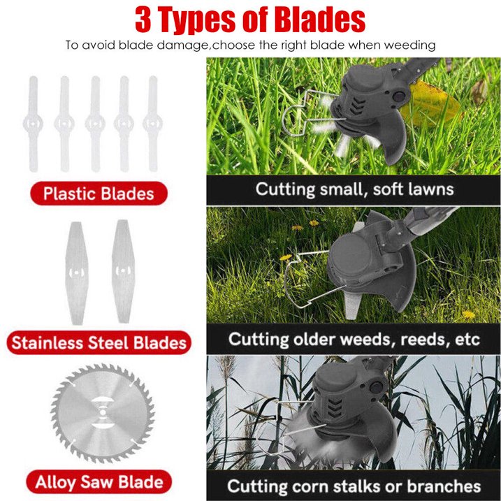 Electric Weed Wacker, Cordless Weed Eater Cutter Lawn Edger Grass String Trimmer