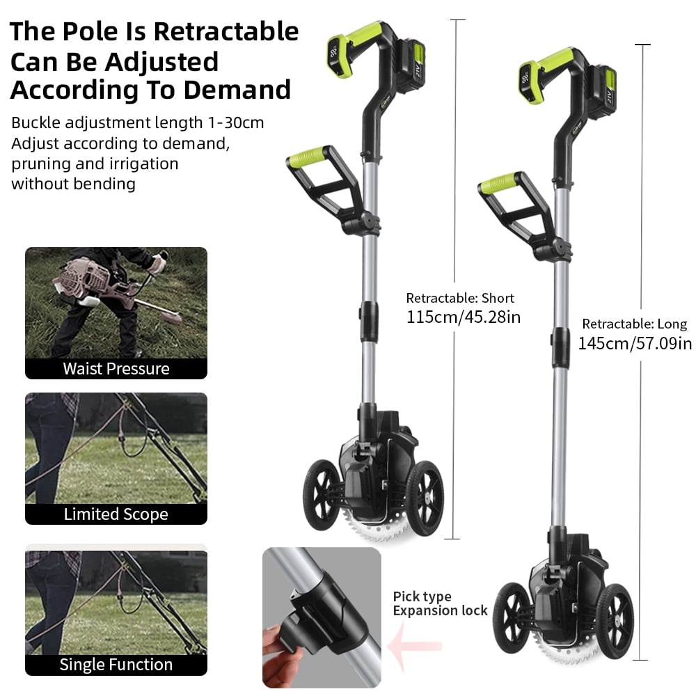 Electric Weed Trimmer, 21V Weed Wacker Cordless Weed Whacker Grass Trimmer with Side Trimming Wheel Handhold Lawn Mower