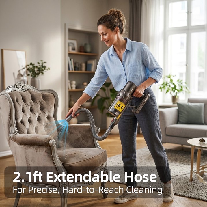 Cordless Vacuum Cleaner, 15KPA 40Mins 22000mAh 10-in-1 Stick Vacuum Cleaners with 3 Suction Speeds, 1.3L Large Dust Bin, Lightweight Vacuum for Pet Hair, Hardwood Floor & Carpet