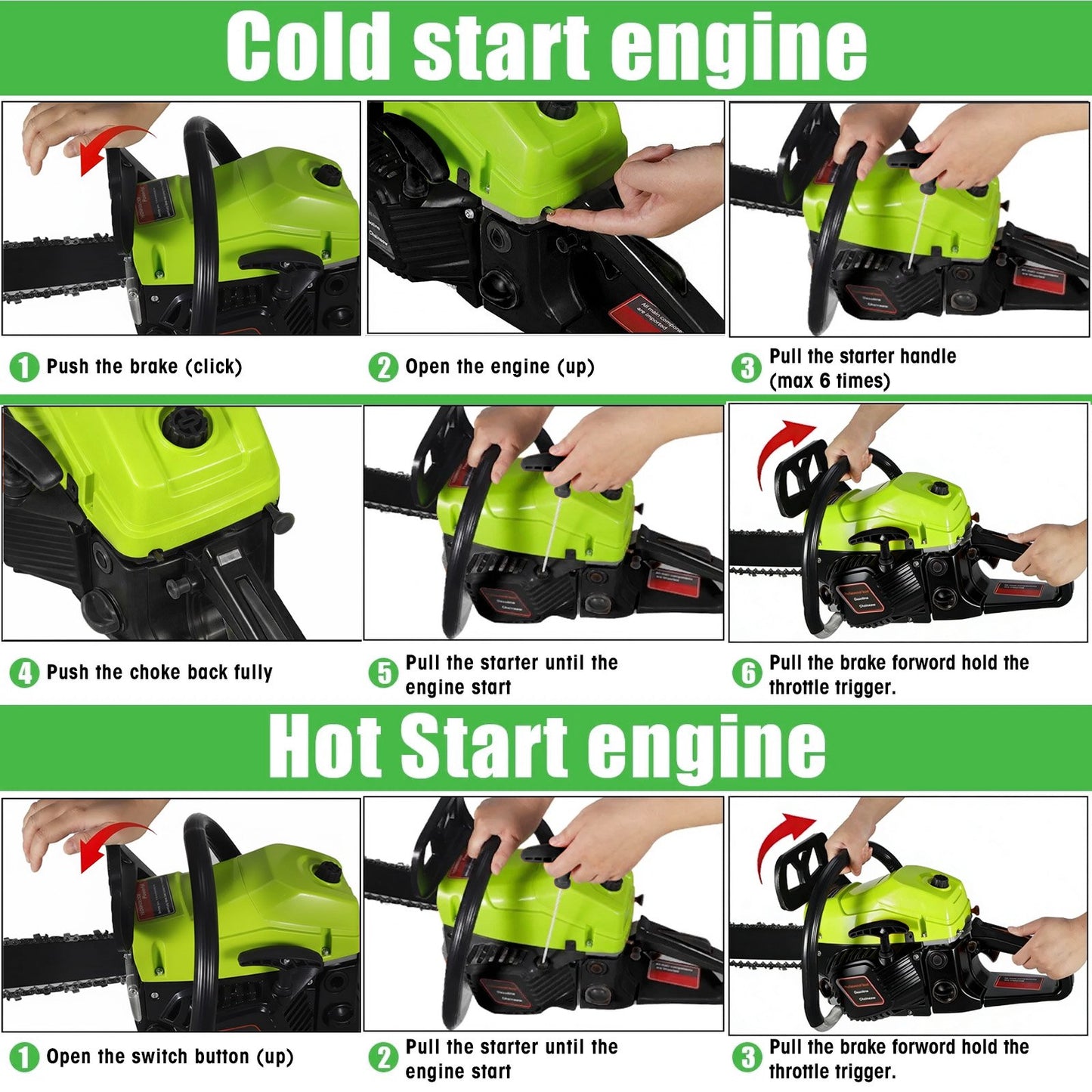 58CC Gas Powered Chainsaw, 18 in Bars Automatic Chain Oiler Quick Start Gasoline Chain Saws for Wood Cutting Chainsaw