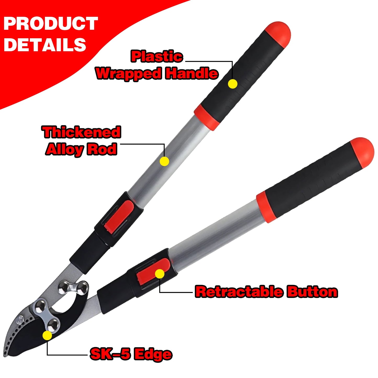 Lopper, Hedge Shear & Pruner Combo Set, 3-Piece Retractable Pruning Shears Heavy Duty Tree Shrub & Bush Care Kit for Lawn Garden & Yard