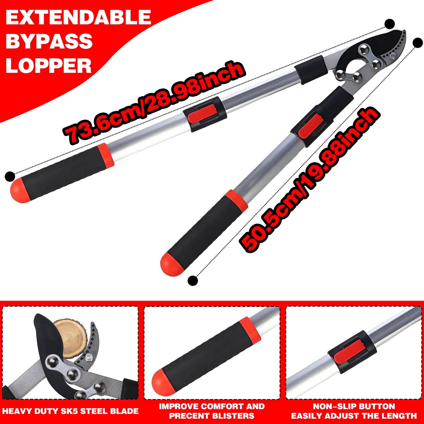 Lopper, Hedge Shear & Pruner Combo Set, 3-Piece Retractable Pruning Shears Heavy Duty Tree Shrub & Bush Care Kit for Lawn Garden & Yard