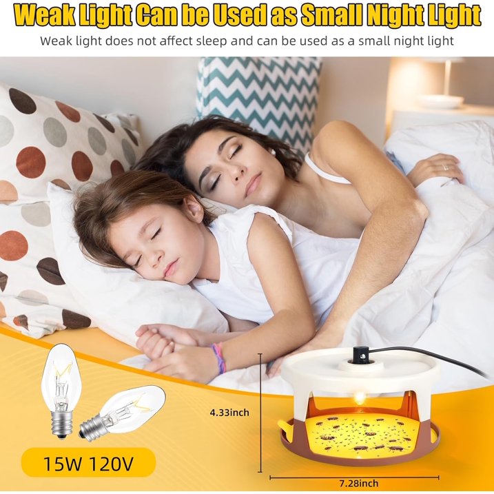 Flea Traps, 2 Pack for Indoor with 8 Sticky Refill Discs & 6 LED Light Modes for Fleas, Flies, Mosquitoes
