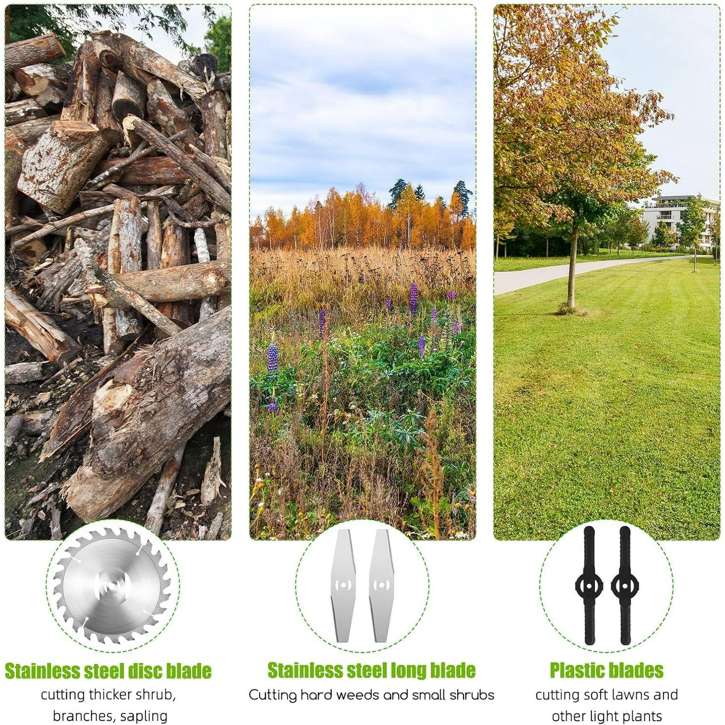 Foldable Brush Cutter Cordless Weed Wacker Electric Weed Eater with 2 Large Capacity Batteries &13 Blade for Lawn Garden Yard