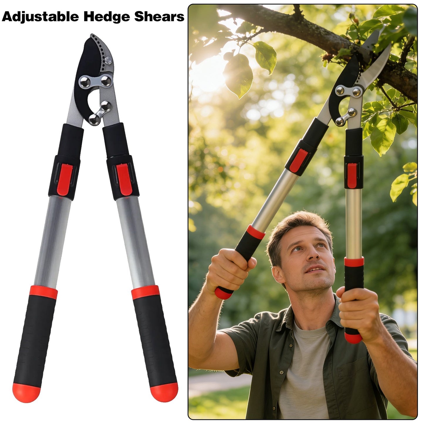 Lopper, Hedge Shear & Pruner Combo Set, 3-Piece Retractable Pruning Shears Heavy Duty Tree Shrub & Bush Care Kit for Lawn Garden & Yard