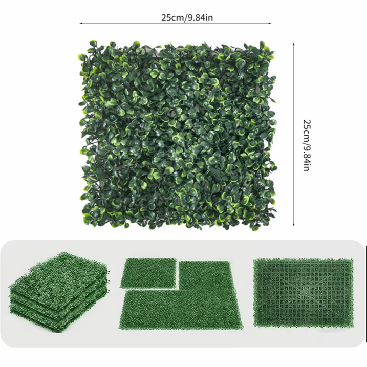 Artificial Boxwood Wall Panels, 12pcs 10"x10" Faux Greenery Milan Grass Backdrop, Realistic Plastic Privacy Screen for Indoor Outdoor Decor