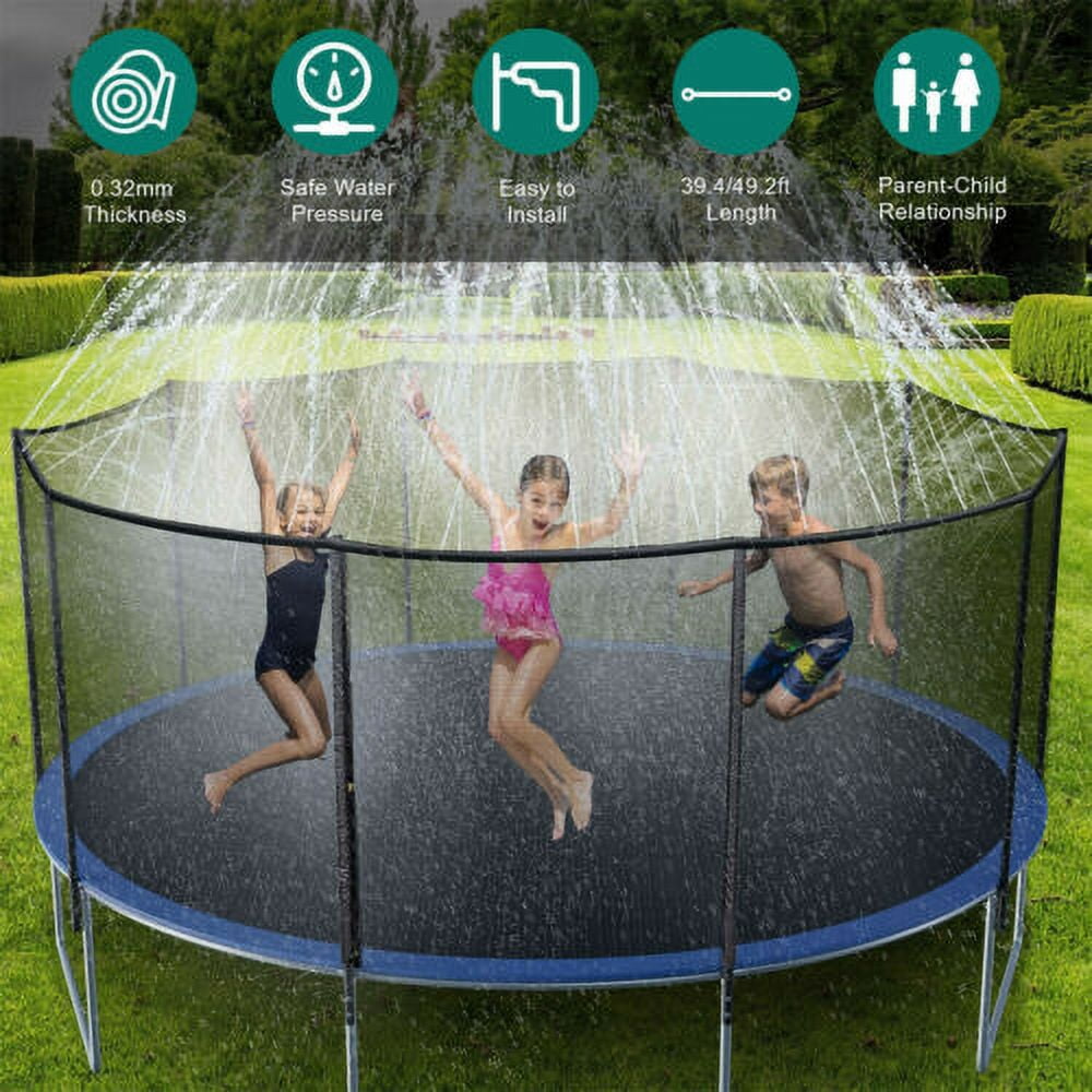39Ft/49Ft Trampoline Sprinkler Kids Summer Outdoor Water Toy Fun Waterpark Spray