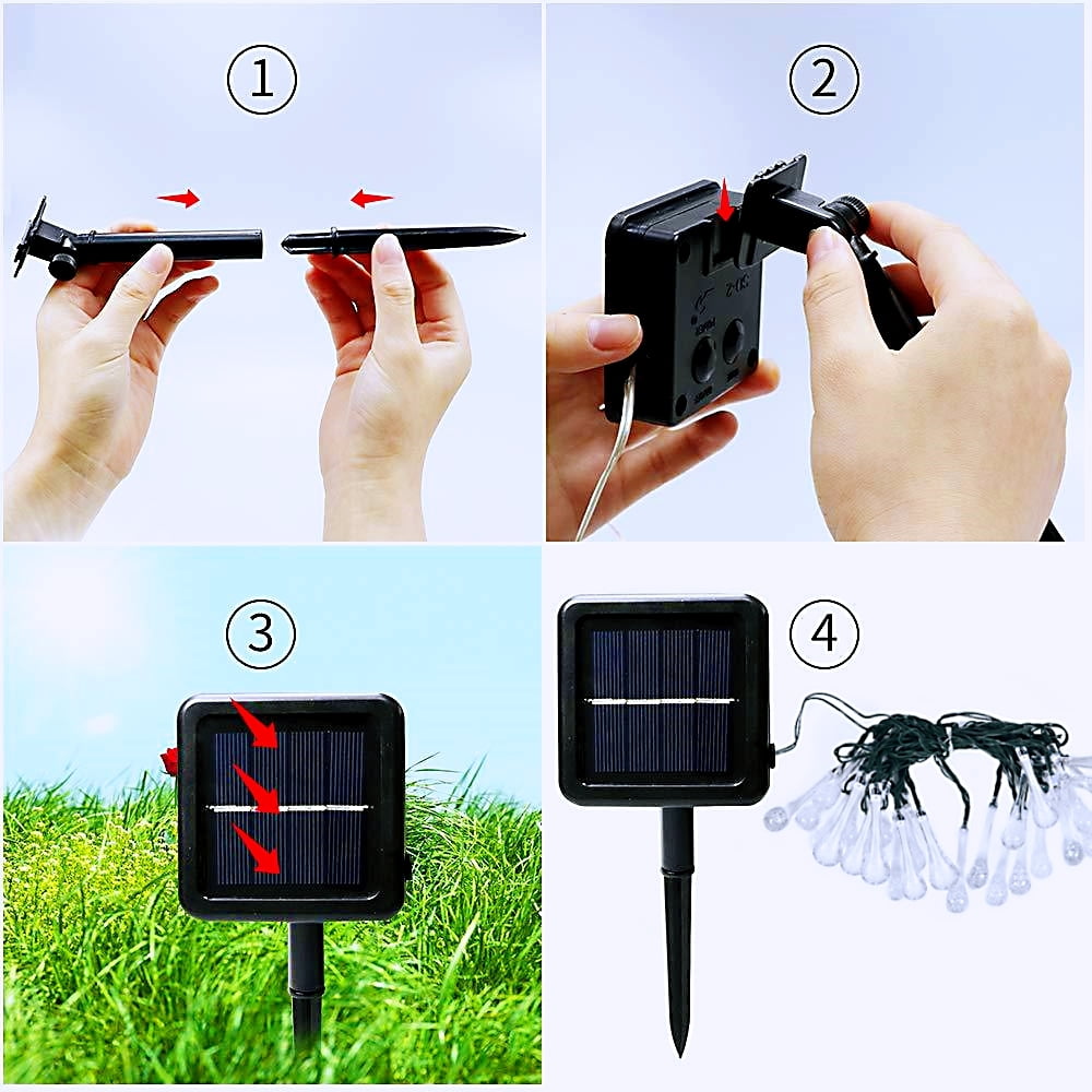 Solar String Lights Outdoor Waterproof, Waterdrop Colorful Fairy Lights with 8 Modes, Solor Christmas Lights