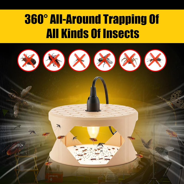 2-Pack Indoor Flea Traps with Sticky Refills and Light Bulbs, Home Pest Control