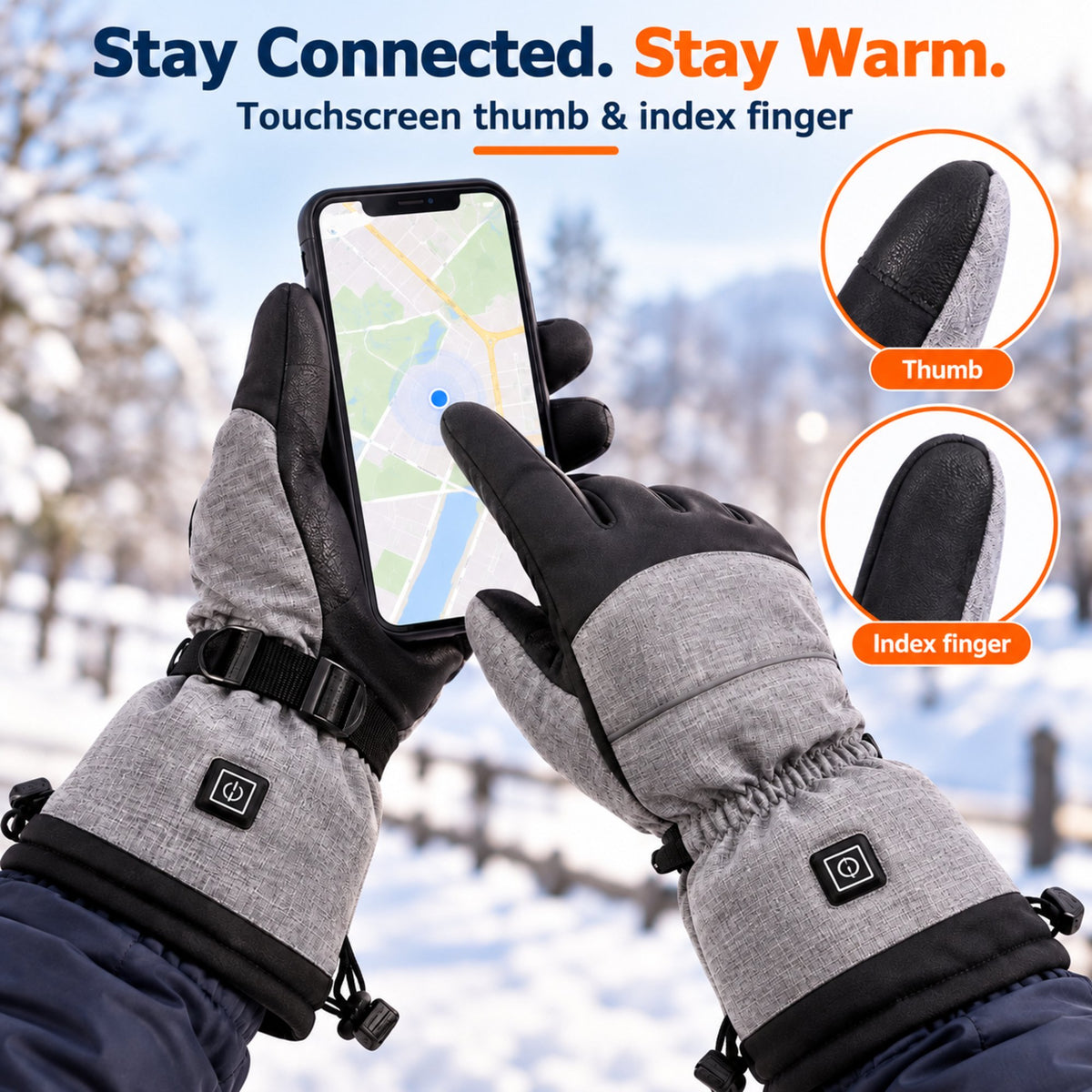 Heated Gloves for Men Women - Rechargeable Electric Hand Warmers with 5000mAh Battery & 3 Heating Levels