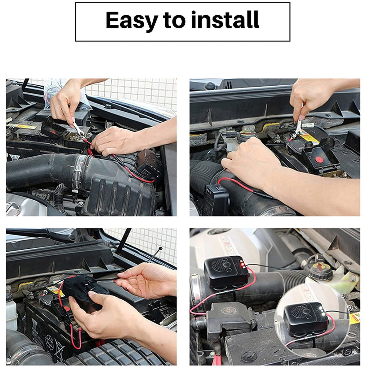 2 Pack Under Hood Ultrasonic Rodent Repellent, Mouse Deterrent with LED Strobe Lights, Humane Mouse Blocker Get Rid of Mice for Truck Cars Garage Basement