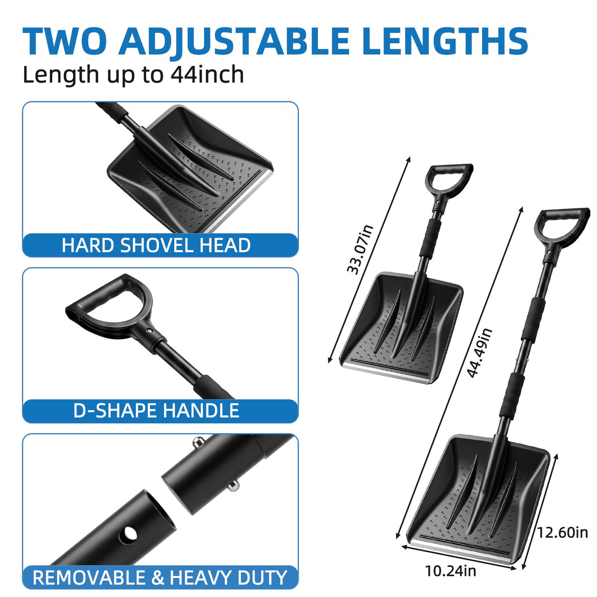 37" Detachable Car Snow Shovel & Ice Scraper Combo, 360° Rotating Snow Broom with Scratch-Free Nylon Bristles & Warm Foam Grip for Car Truck SUV