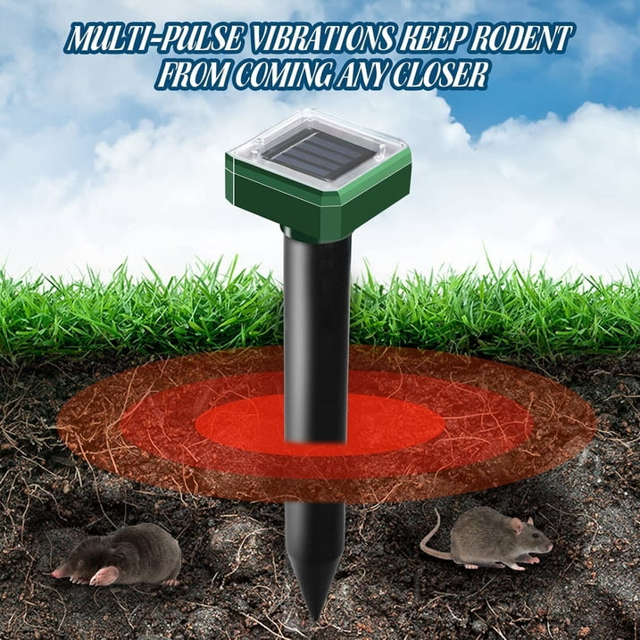 8 PCS Mole Repellent Solar Powered 8 Pack, Waterproof Vole Chipmunk Outdoor, Gopher Ultrasonic for Lawn Garden, Groundhog Repeller, Snake