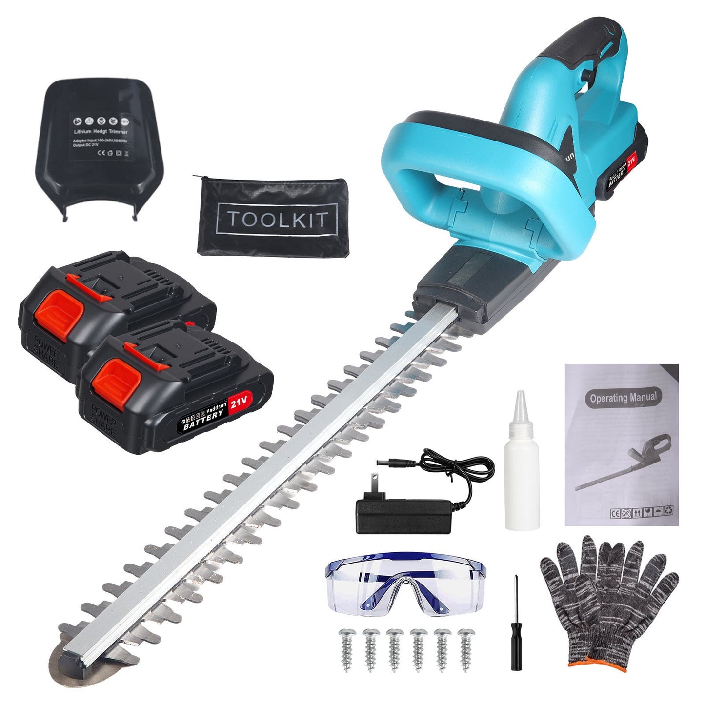 Electric Hedge Trimmer, 20" Blade Cordless Hedge Trimmer Double-Sided 0.8" Cutting Width with 3.0Ah Battery