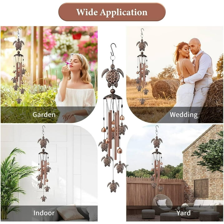 Sea Turtle Wind Chimes,Decorative Wind Chimes for Outdoor,with S Hook for Patio Garden Decor