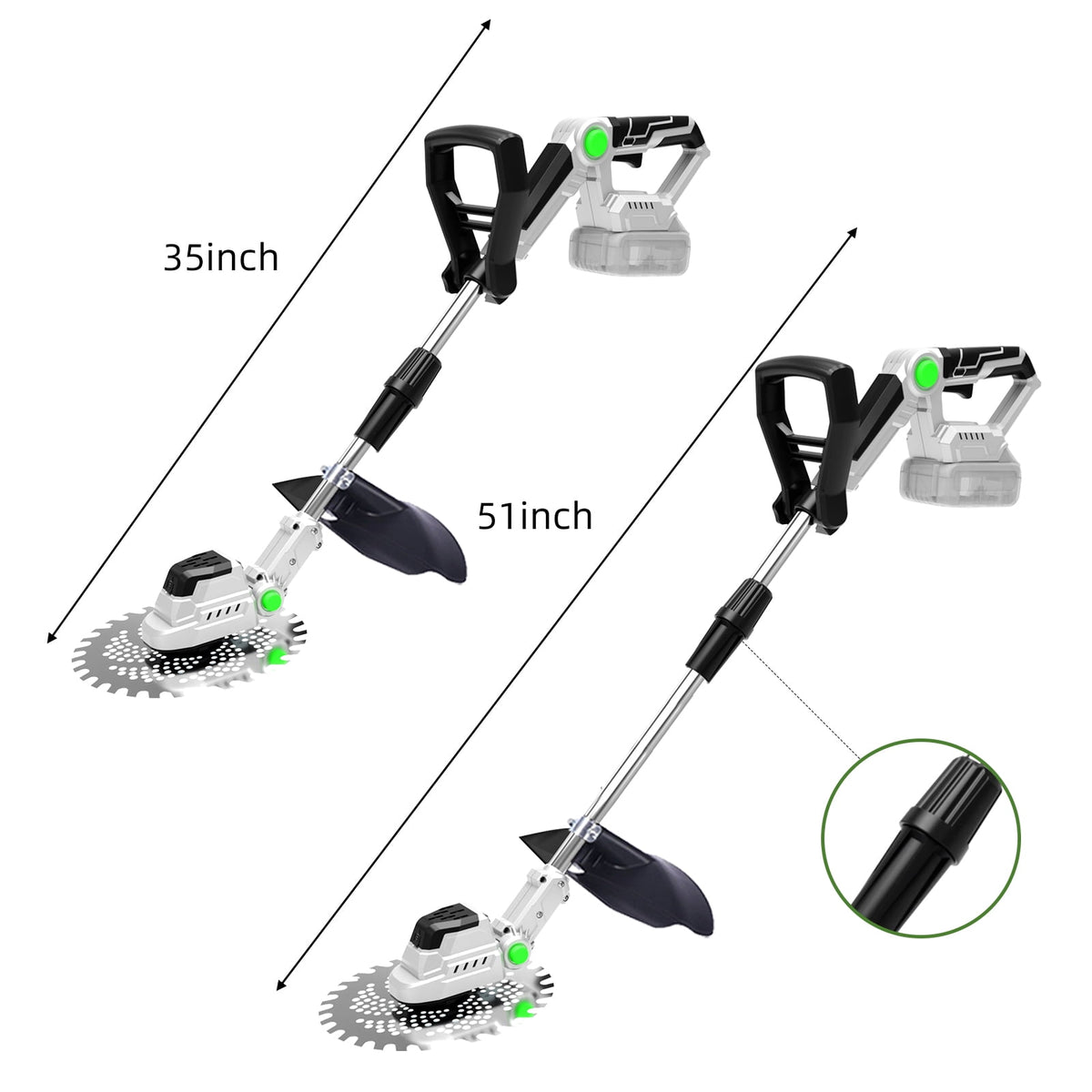 21V Cordless Weed Wacker, Brushless Electric Grass Trimmer with 9" Blades, 2 Batteries for Garden Lawn Edging Tool