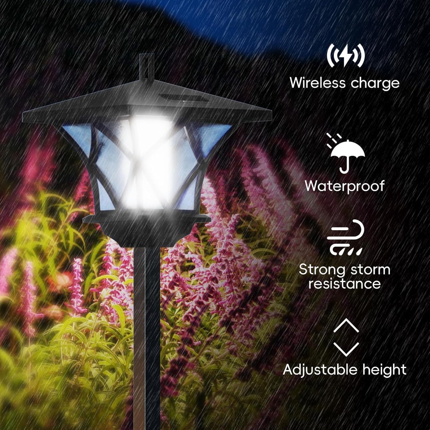 59-Inch Classic Black Aluminum Outdoor Solar Lamp Post-1pc