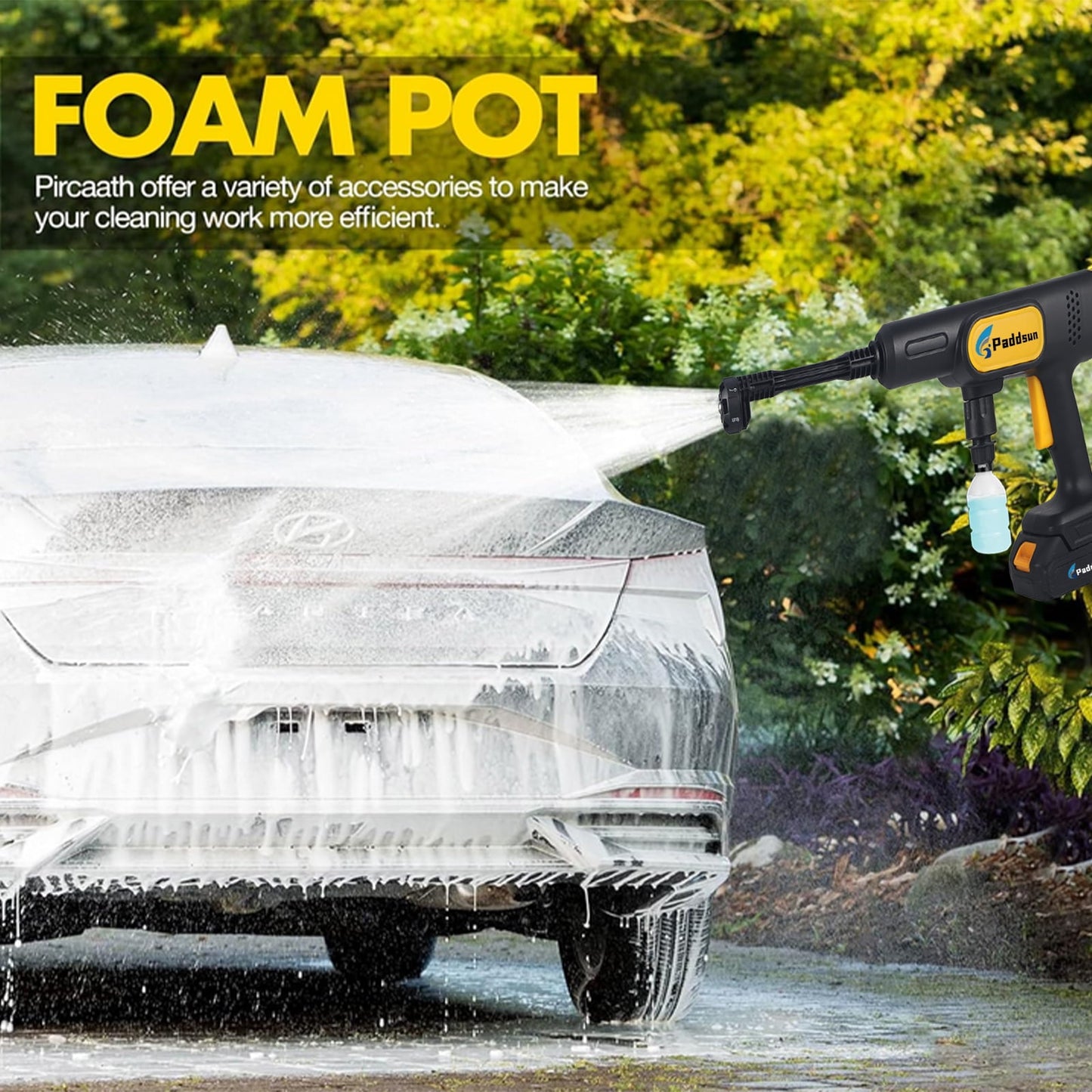 Cordless Pressure Washer, 870PSI 21V Portable Pressure Washer 6-in-1 Nozzle Handheld Car Washer Power Cleaner for Car Patio Floor