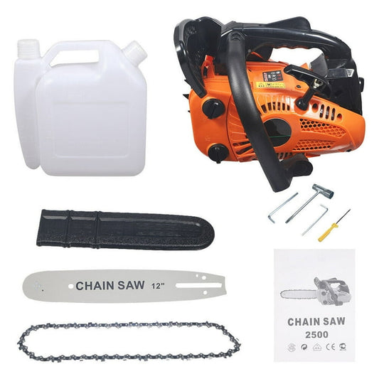 Gas Chainsaw, 25.4cc Gasoline Engine Anti-Vibration Handle 12'' Bar Chain Orange