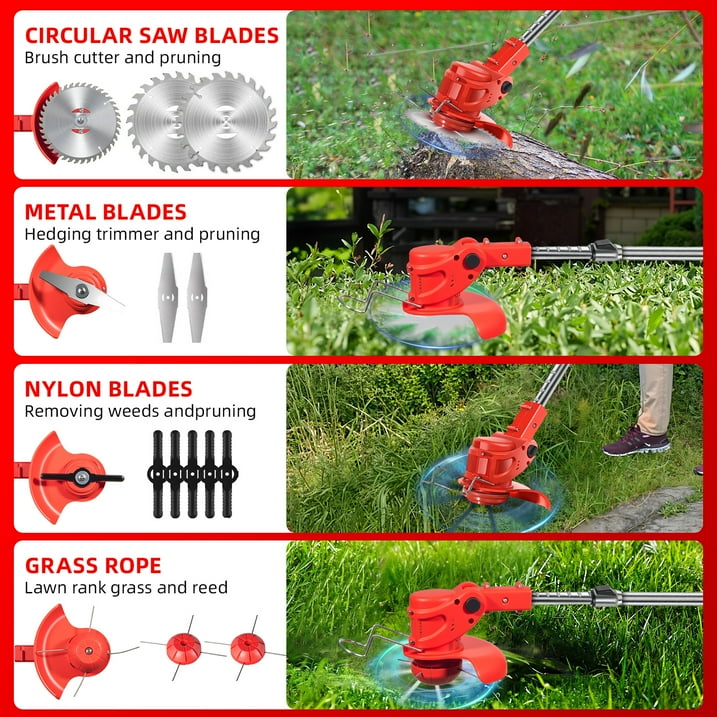 Electric Cordless Grass String Trimmer Lawn Edger Weed Wacker Cutter with 2Battery