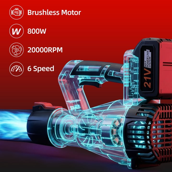 Cordless Leaf Blower, 21V Lightweight Electric Handheld Leaf Blower with 2 Batteries (3000mAh) & Charger, Portable Battery Powered Blower for Lawn Care, Yard Cleaning, Dust & Light Snow Blowi