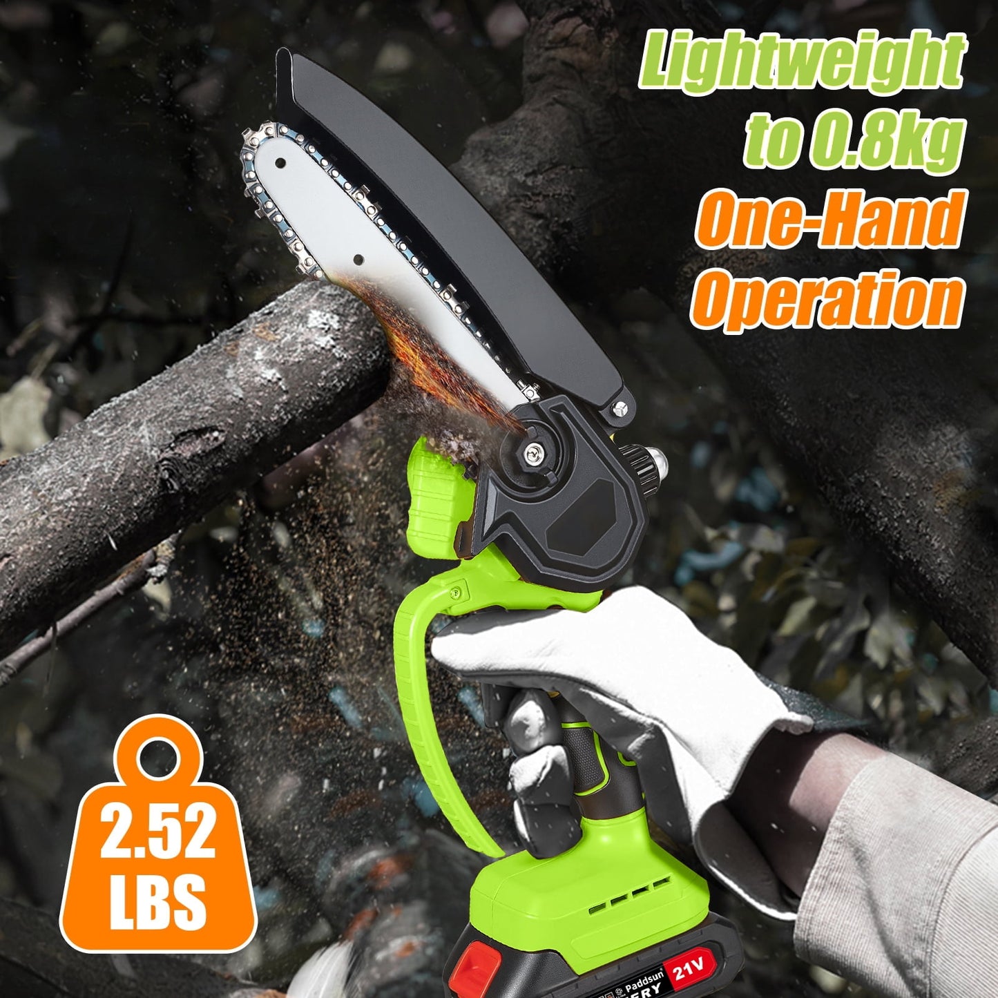 Mini Chainsaw Cordless, 6 Inch Electric Chainsaw with 2 Battery, Handheld Battery Powered Chain Saw Gardening Tools Saw for Wood Tree Cutting