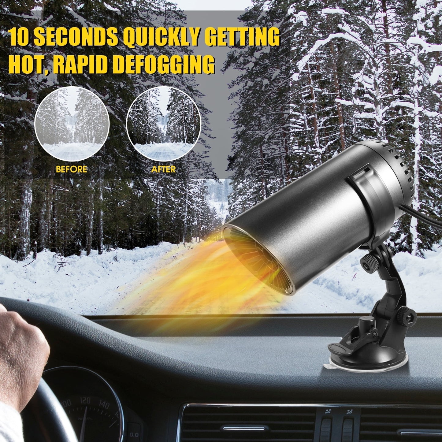 12V Car Heater Defogger Cup Shape Auto Warm Air Blower Fast Defroster Windshield