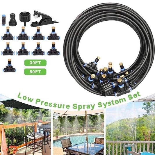30/50Ft Patio Water Mister Outdoor Mist Nozzle Misting Cooling System Fan Cooler