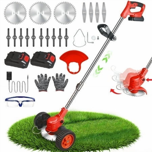 Weed Eaters, 21V 600W Electric Weed Wacker Cordless String Trimmer with Wheels Weed Eater Grass Trimmer/Edger for Lawn Yard Garden