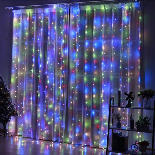 Fairy Curtain Lights, 300 LED Dimmable Fairy Lights with Remote and Timer 8 Modes USB Powered String Lights for Room Wall Party Xmas Indoor Decor colorful version