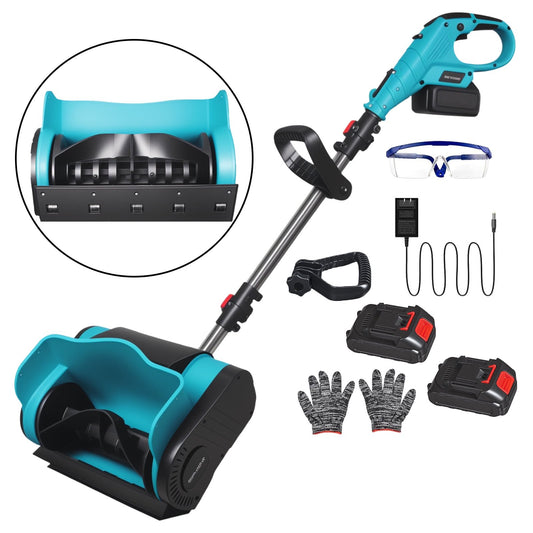 Cordless Electric Snow Shovel, 20V 12-Inch with Auxiliary Wheel Snow Thrower Adjustable Auxiliary Handle Battery Powered Snow Blower