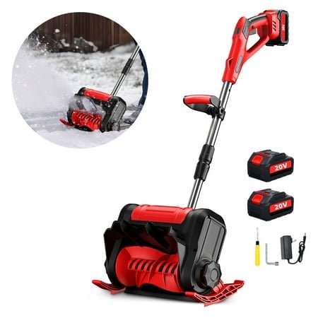 Cordless Electric Snow Thrower , 20V 12 inch Battery Powered Snow Blower with Adjustable Auxiliary Handle
