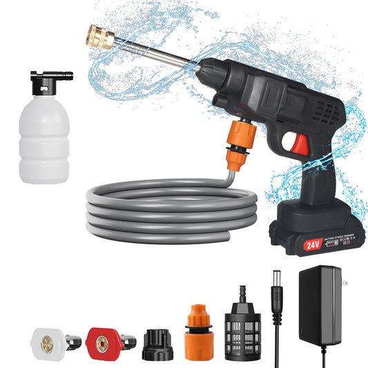 Pressure Washer, Cordless Water Spray Gun with 2 Battery Portable Car Washer Cleaner