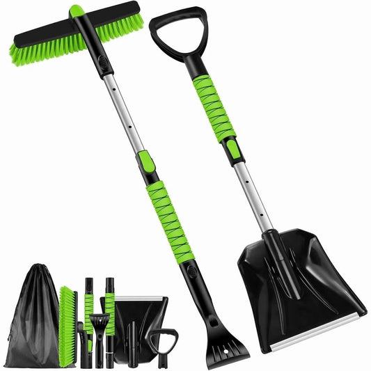 35" Extendable Snow Brush & Ice Scraper for Car Truck SUV, 180° Pivoting Head Snow Broom with Foam Grip, Heavy Duty Auto Winter Removal Tool