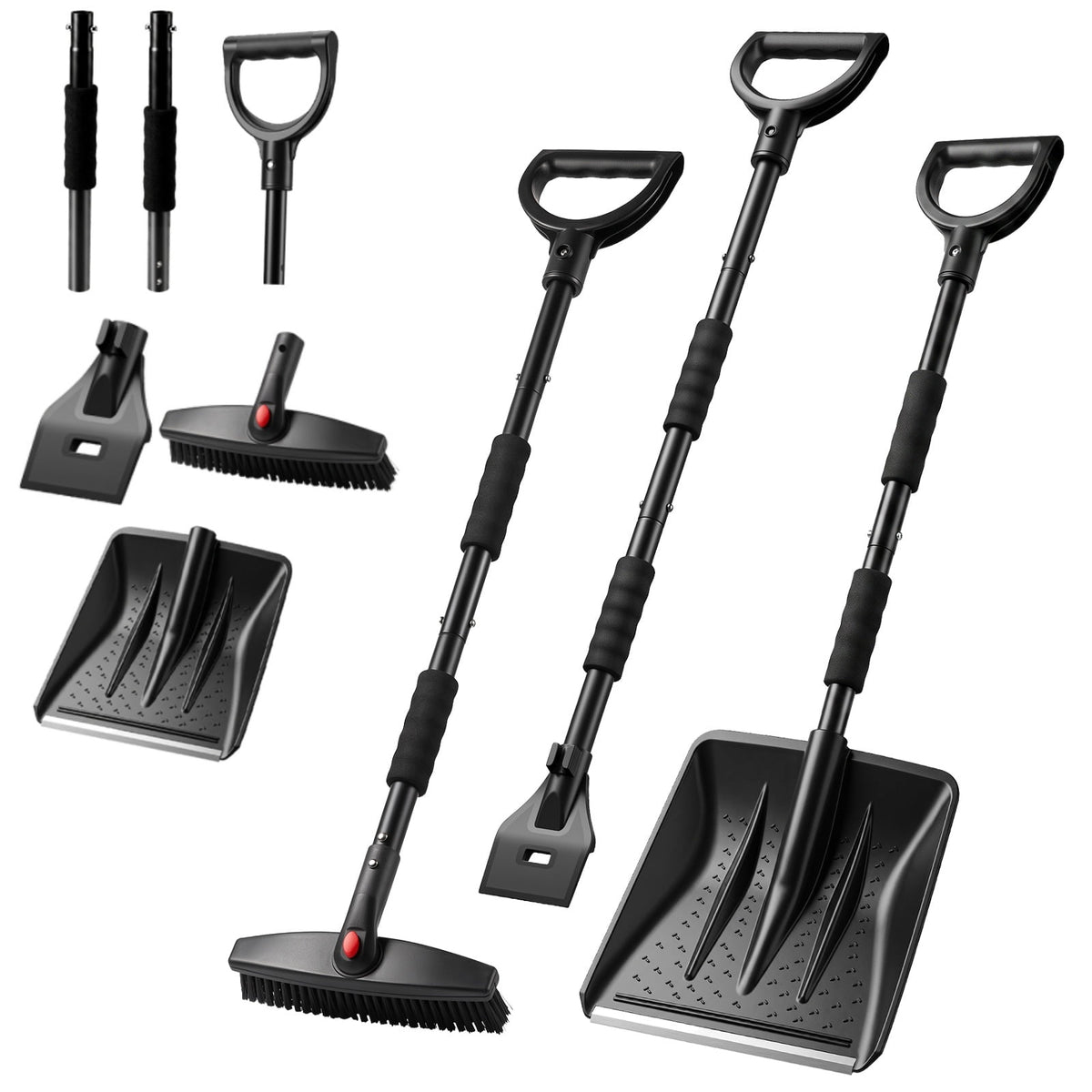 37" Detachable Car Snow Shovel & Ice Scraper Combo, 360° Rotating Snow Broom with Scratch-Free Nylon Bristles & Warm Foam Grip for Car Truck SUV