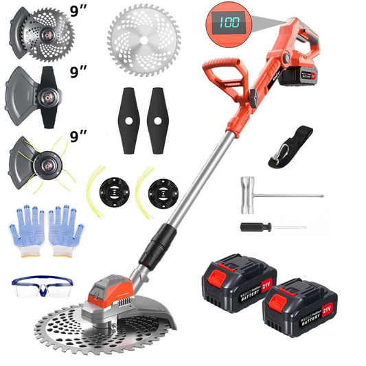 Cordless Weed Wacker, 9-inch Brushless Weed Eaters Lawn Mower Battery Powered String Trimmer Electric Grass Trimmer for Lawn Garden