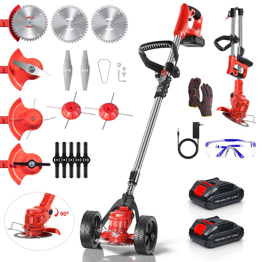 Electric Cordless Grass String Trimmer Lawn Edger Weed Wacker Cutter with 2Battery