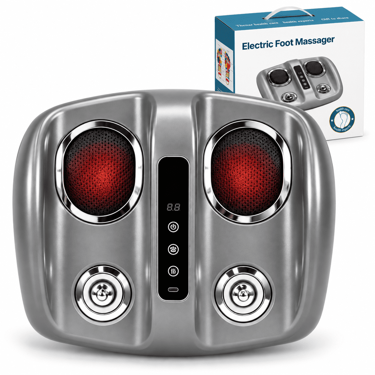 Electric Foot Massager with Heat, 6D Deep Kneading Cordless Massager Machine for Feet Sole Relaxation